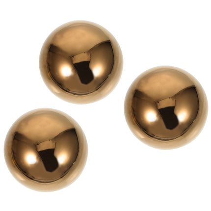 HOOWIFFY 3pcs Golden Stainless Steel Hollow Spheres Reflective Garden Ornaments Outdoor Yard Decor.
