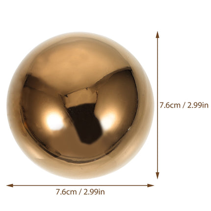 HOOWIFFY 3pcs Golden Stainless Steel Hollow Spheres Reflective Garden Ornaments Outdoor Yard Decor.