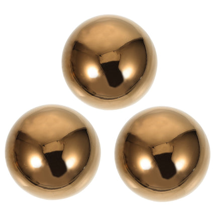 HOOWIFFY 3pcs Golden Stainless Steel Hollow Spheres Reflective Garden Ornaments Outdoor Yard Decor.