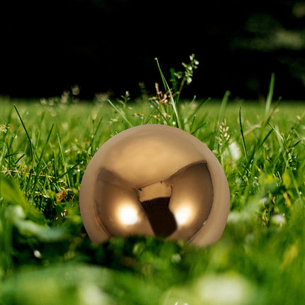 HOOWIFFY 3pcs Golden Stainless Steel Hollow Spheres Reflective Garden Ornaments Outdoor Yard Decor.