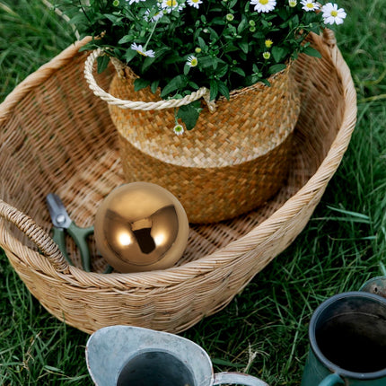 HOOWIFFY 3pcs Golden Stainless Steel Hollow Spheres Reflective Garden Ornaments Outdoor Yard Decor.