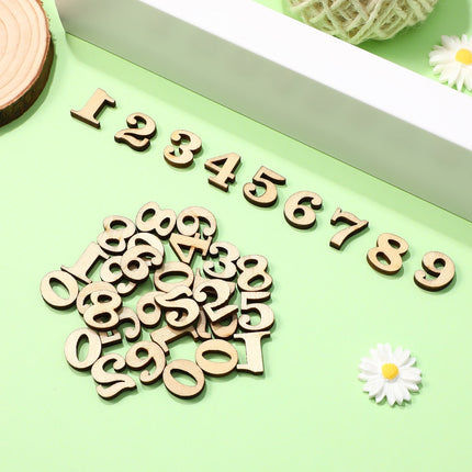 HOOWIFFY Unfinished Light Brown Wooden Numbers for Crafts and Home Decor Natural Material Art Supplies.
