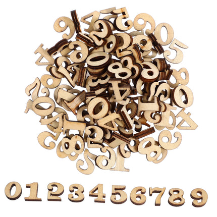 HOOWIFFY Unfinished Light Brown Wooden Numbers for Crafts and Home Decor Natural Material Art Supplies.