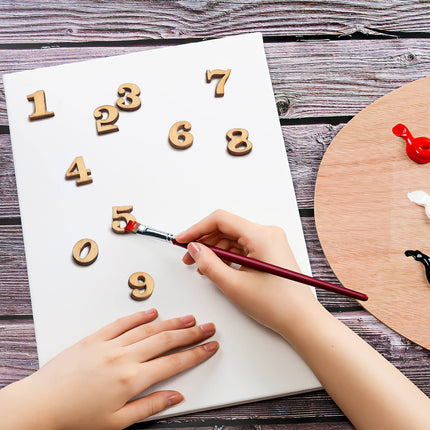 HOOWIFFY Unfinished Light Brown Wooden Numbers for Crafts and Home Decor Natural Material Art Supplies.