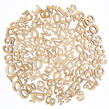 HOOWIFFY Unfinished Light Brown Wooden Numbers for Crafts and Home Decor Natural Material Art Supplies.