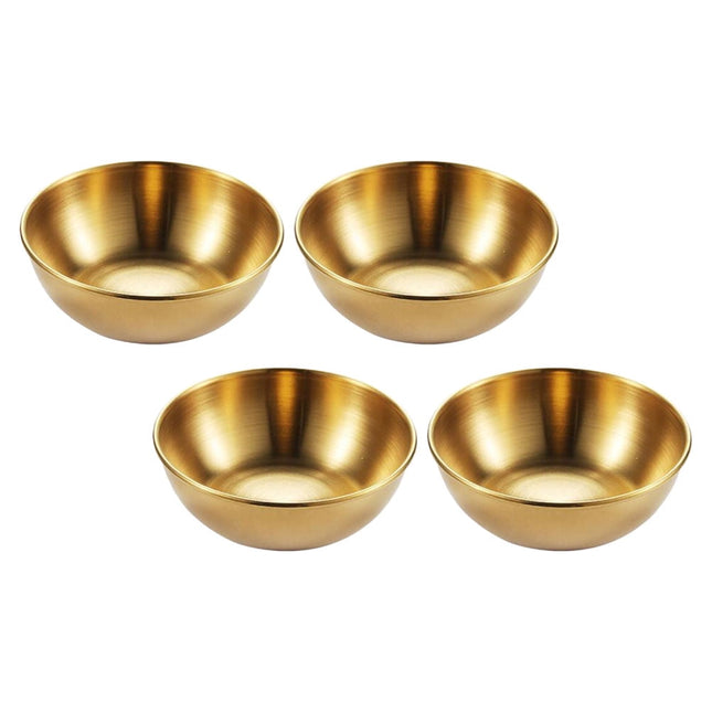 SKISUNO 4-Piece Golden Dipping Sauce Dishes Set for Home and Restaurant Use, and Stylish Serving Bowls.