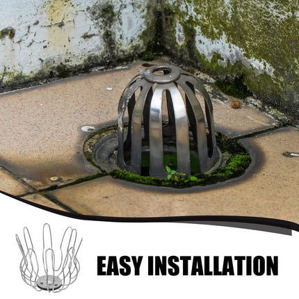 HOOWIFFY Outdoor Drain Leaf Guard Stainless Steel Silver 1Set 3.93X3.93X3.34In.