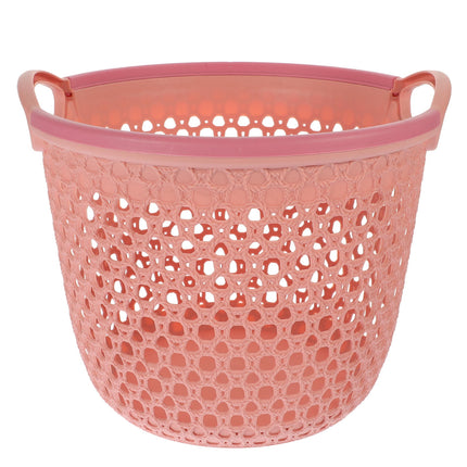 HOOWIFFY 1Pcs Portable Laundry Basket Pink Hollow Laundry Management with Handle PP.