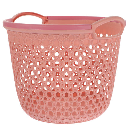 HOOWIFFY 1Pcs Portable Laundry Basket Pink Hollow Laundry Management with Handle PP.