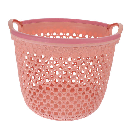 HOOWIFFY 1Pcs Portable Laundry Basket Pink Hollow Laundry Management with Handle PP.