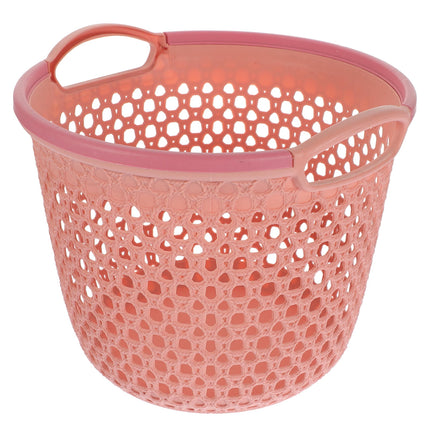 HOOWIFFY 1Pcs Portable Laundry Basket Pink Hollow Laundry Management with Handle PP.