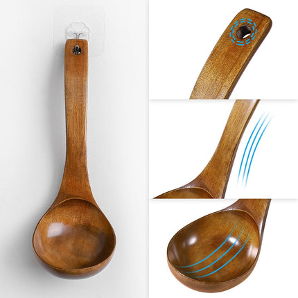 SKISUNO 1Set Soup Ladle Deep Soup Ladle Bamboo Material for Cooking and Serving Food 3.5 x 11 Inch.