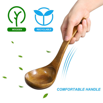 SKISUNO 1Set Soup Ladle Deep Soup Ladle Bamboo Material for Cooking and Serving Food 3.5 x 11 Inch.