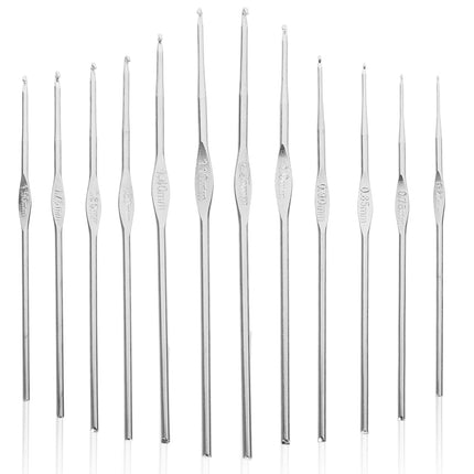 HOOWIFFY 3-Pack Lightweight Stainless Steel Crochet Hooks for Knitting, Sewing, and Hand Crafting Supplies.