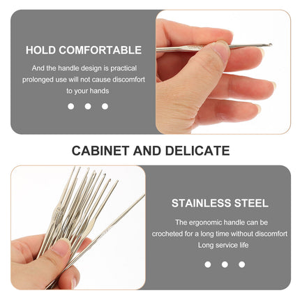 HOOWIFFY 3-Pack Lightweight Stainless Steel Crochet Hooks for Knitting, Sewing, and Hand Crafting Supplies.
