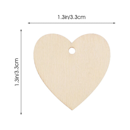 HOOWIFFY 200Pcs Unfinished Wooden Heart Shapes for Crafts, Wood Embellishments and Decorations.