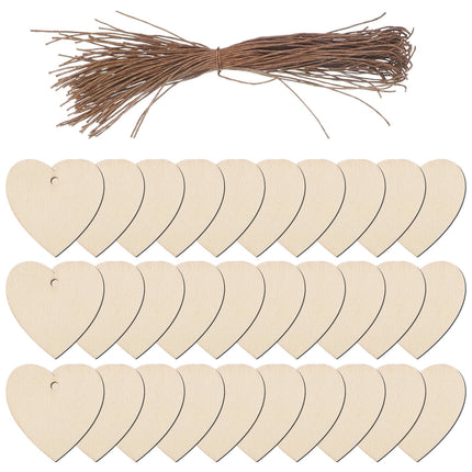 HOOWIFFY 200Pcs Unfinished Wooden Heart Shapes for Crafts, Wood Embellishments and Decorations.