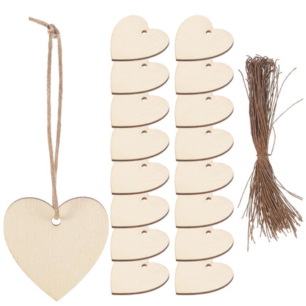 HOOWIFFY 200Pcs Unfinished Wooden Heart Shapes for Crafts, Wood Embellishments and Decorations.