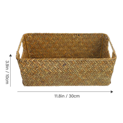HOOWIFFY Handwoven Light Brown Straw Basket for Home Storage, Organization and Decorative Use.