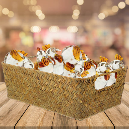 HOOWIFFY Handwoven Light Brown Straw Basket for Home Storage, Organization and Decorative Use.