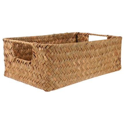 HOOWIFFY Handwoven Light Brown Straw Basket for Home Storage, Organization and Decorative Use.