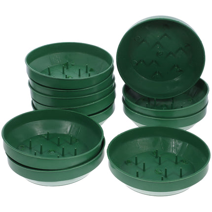 HOOWIFFY Green Plastic Flower Arrangement Plates 5.7 x 5.7 x 1.6 Inches Floral Craft Supplies for Decorations.