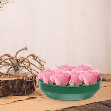 HOOWIFFY Green Plastic Flower Arrangement Plates 5.7 x 5.7 x 1.6 Inches Floral Craft Supplies for Decorations.