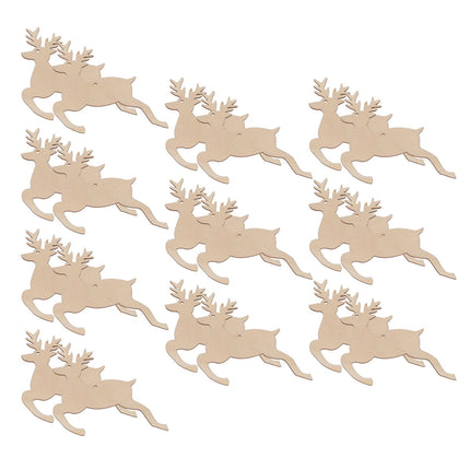 HOOWIFFY 20pcs Reindeer Shape Wooden Cutouts Unfinished for Christmas DIY Projects.