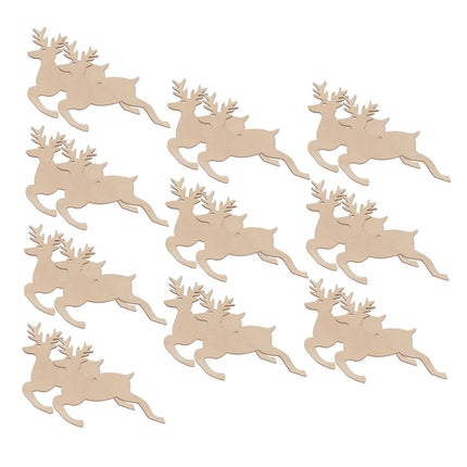 HOOWIFFY 20pcs Reindeer Shape Wooden Cutouts Unfinished for Christmas DIY Projects.
