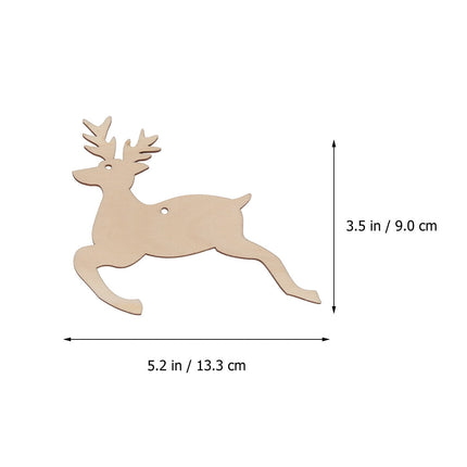 HOOWIFFY 20pcs Reindeer Shape Wooden Cutouts Unfinished for Christmas DIY Projects.
