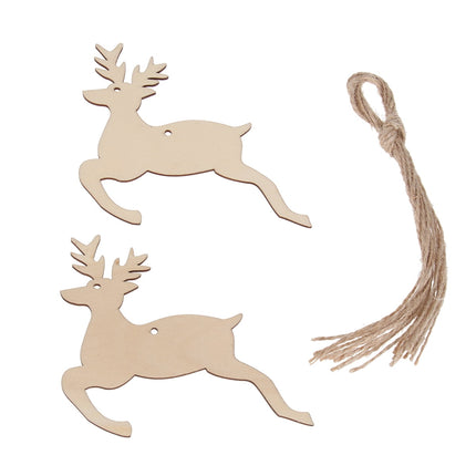 HOOWIFFY 20pcs Reindeer Shape Wooden Cutouts Unfinished for Christmas DIY Projects.