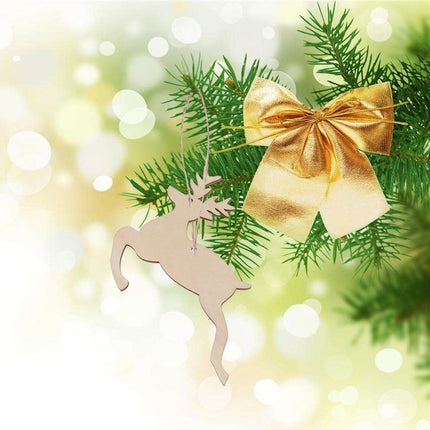 HOOWIFFY 20pcs Reindeer Shape Wooden Cutouts Unfinished for Christmas DIY Projects.