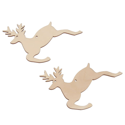 HOOWIFFY 20pcs Reindeer Shape Wooden Cutouts Unfinished for Christmas DIY Projects.