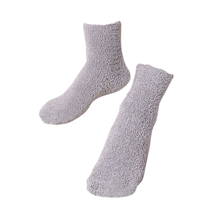 HOOWIFFY Mens Warm Bed Socks 1 Pair Thick Fuzzy Sleep Socks Grey 9.8×2.8×0.2in.