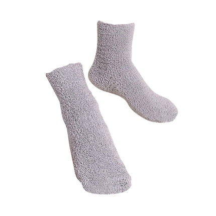 HOOWIFFY Mens Warm Bed Socks 1 Pair Thick Fuzzy Sleep Socks Grey 9.8×2.8×0.2in.