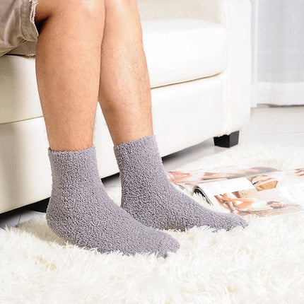 HOOWIFFY Mens Warm Bed Socks 1 Pair Thick Fuzzy Sleep Socks Grey 9.8×2.8×0.2in.