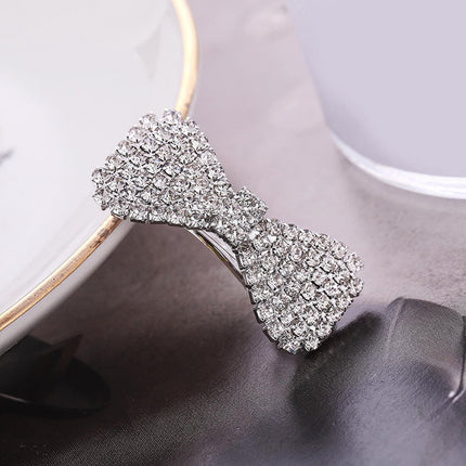 WHAMVOX 4-Pack Rhinestone Bow Hair Clips Sparkling Crystal Barrettes Wedding Bridal Hair Accessories for Women and Girls.