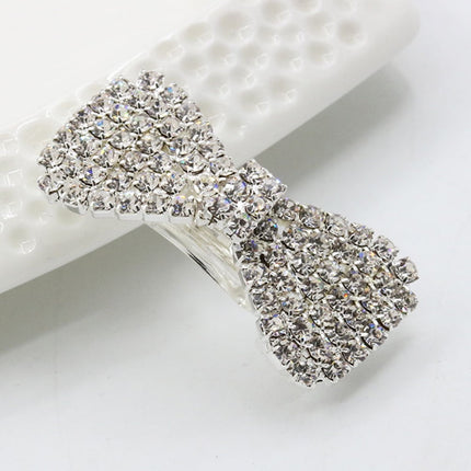 WHAMVOX 4-Pack Rhinestone Bow Hair Clips Sparkling Crystal Barrettes Wedding Bridal Hair Accessories for Women and Girls.