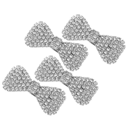WHAMVOX 4-Pack Rhinestone Bow Hair Clips Sparkling Crystal Barrettes Wedding Bridal Hair Accessories for Women and Girls.