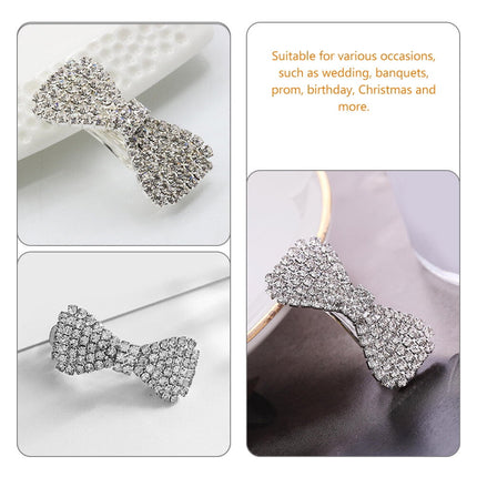WHAMVOX 4-Pack Rhinestone Bow Hair Clips Sparkling Crystal Barrettes Wedding Bridal Hair Accessories for Women and Girls.