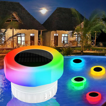 Darzheoy Pool Chlorine Floater, Chlorine Tablet Floater with Solar Light, Floating Chlorine Dispenser Fit 1" and 3" Chlorine Tabs, Adjustable Pool Chlorinator Floater White.