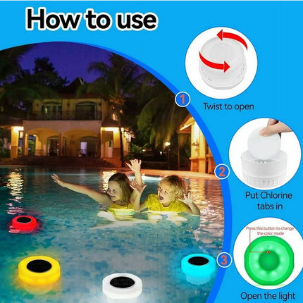 Darzheoy Pool Chlorine Floater, Chlorine Tablet Floater with Solar Light, Floating Chlorine Dispenser Fit 1" and 3" Chlorine Tabs, Adjustable Pool Chlorinator Floater White.