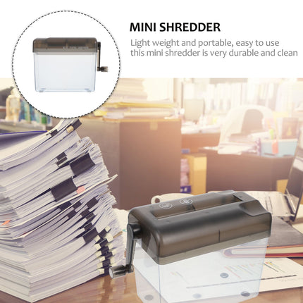 HOOWIFFY Manual Desktop Paper Shredder Black, Compact Office Document Cutter for Home and Work, 1 Piece.