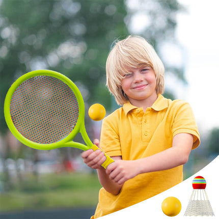 Chmadoxn Kids Badminton & Tennis Set - Racket Family Sports Gift with Balls， Lightweight Beginner Gear for Ages 6-12, Indoor/Outdoor Play Blue.