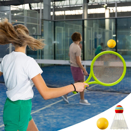 Chmadoxn Kids Badminton & Tennis Set - Racket Family Sports Gift with Balls， Lightweight Beginner Gear for Ages 6-12, Indoor/Outdoor Play Blue.