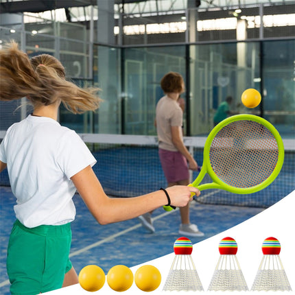 Chmadoxn Kids Badminton & Tennis Set - Racket Family Sports Gift with Balls， Lightweight Beginner Gear for Ages 6-12, Indoor/Outdoor Play Blue 1.