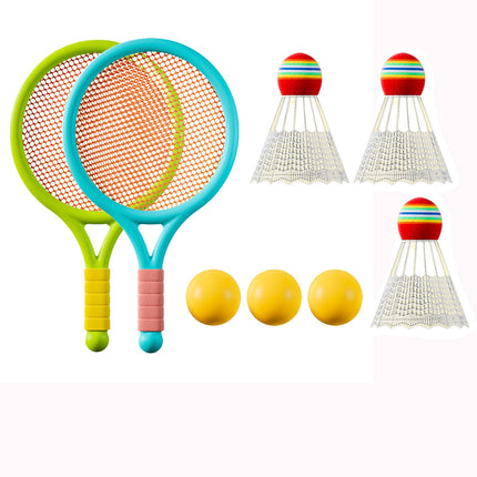 Chmadoxn Kids Badminton & Tennis Set - Racket Family Sports Gift with Balls， Lightweight Beginner Gear for Ages 6-12, Indoor/Outdoor Play Blue 1.