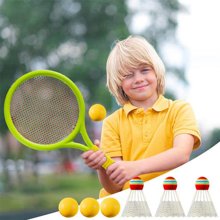 Chmadoxn Kids Badminton & Tennis Set - Racket Family Sports Gift with Balls， Lightweight Beginner Gear for Ages 6-12, Indoor/Outdoor Play Blue 1.