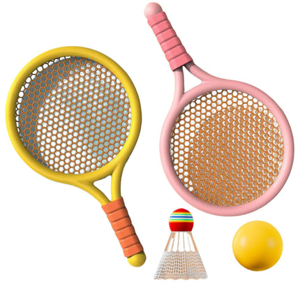 Chmadoxn Kids Badminton & Tennis Set - Racket Family Sports Gift with Balls， Lightweight Beginner Gear for Ages 6-12, Indoor/Outdoor Play Red.