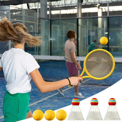 Chmadoxn Kids Badminton & Tennis Set - Racket Family Sports Gift with Balls， Lightweight Beginner Gear for Ages 6-12, Indoor/Outdoor Play Red 1.